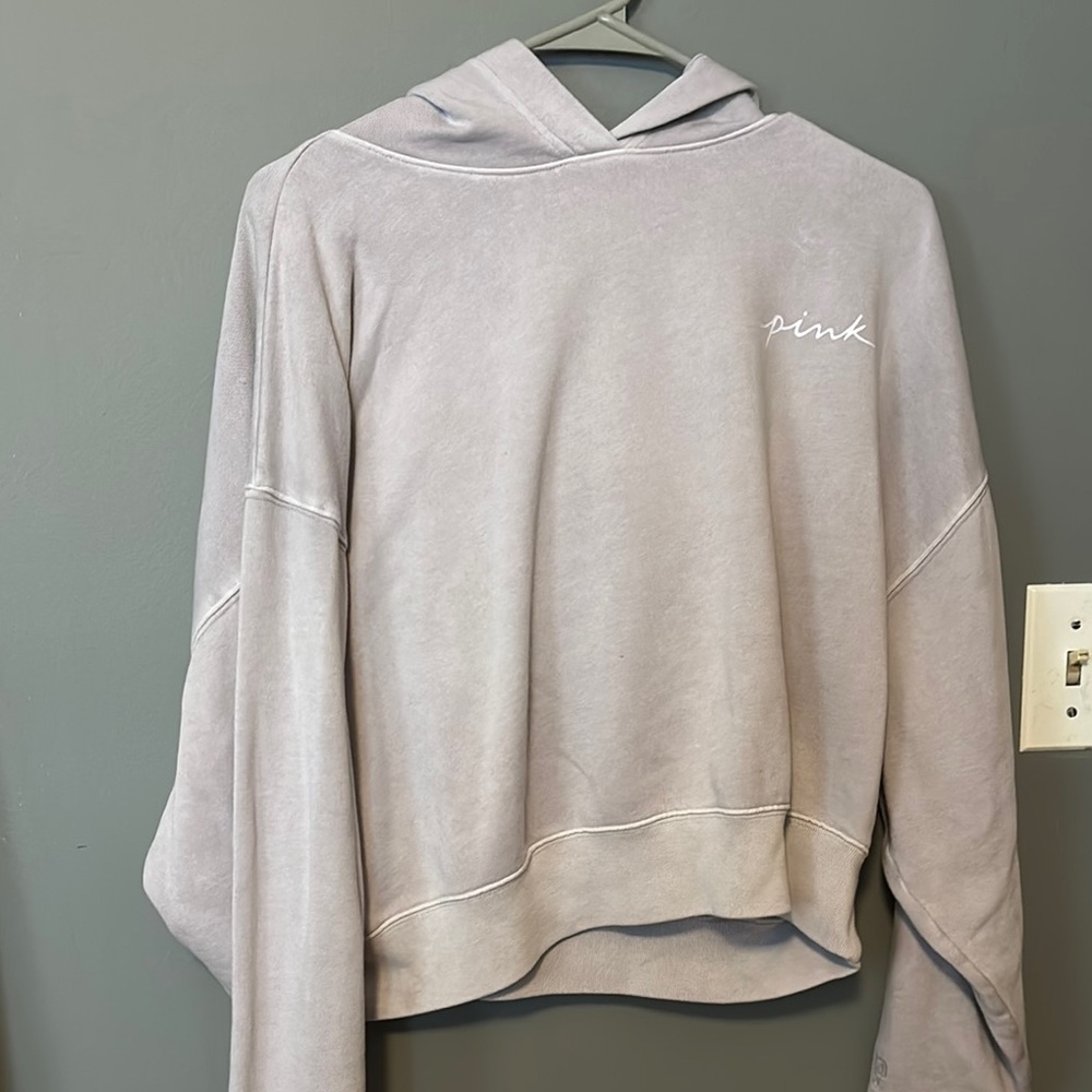 VS Pink Oversized Cropped Hoodie